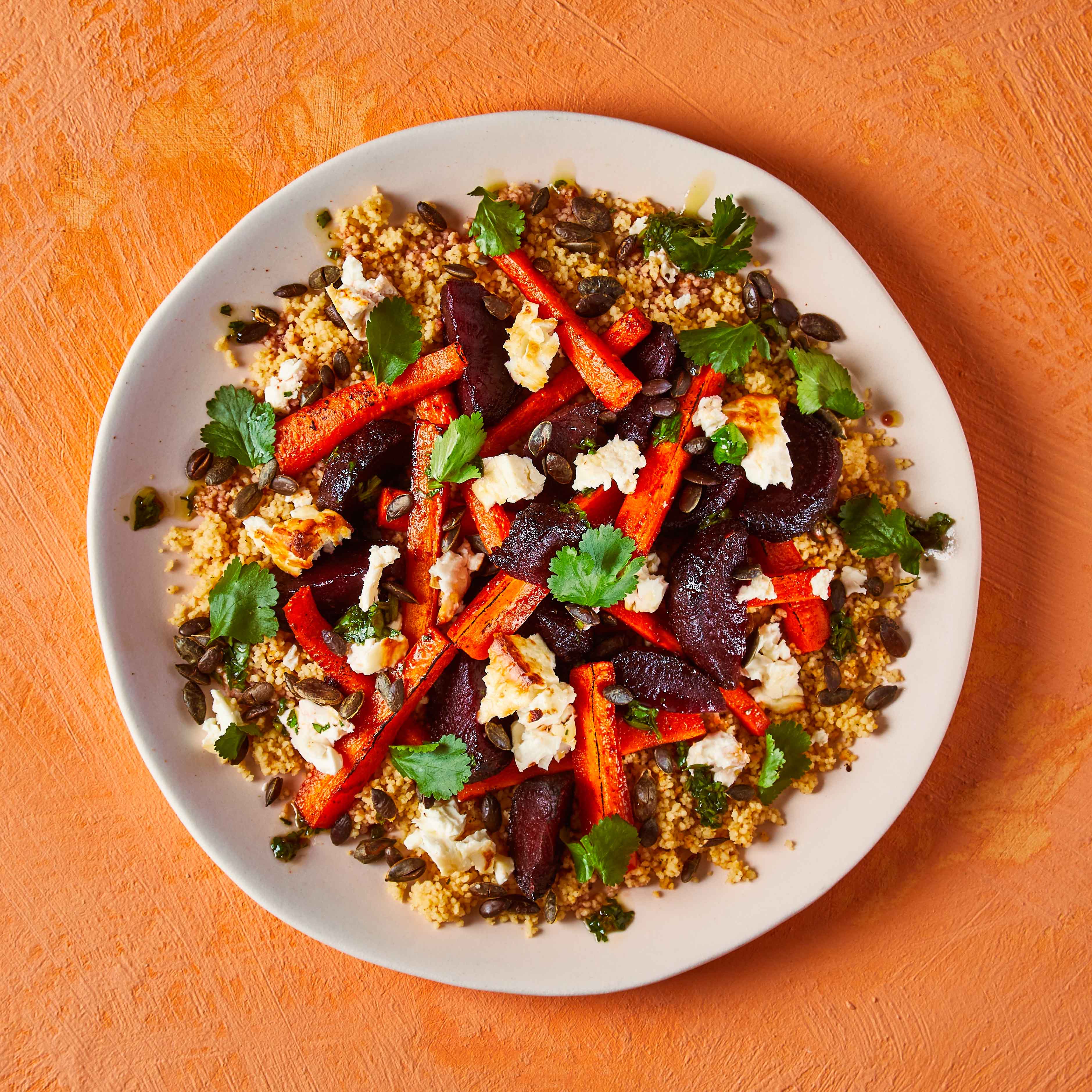 HoneyKissed Rainbow Couscous With Feta Recipe Gousto