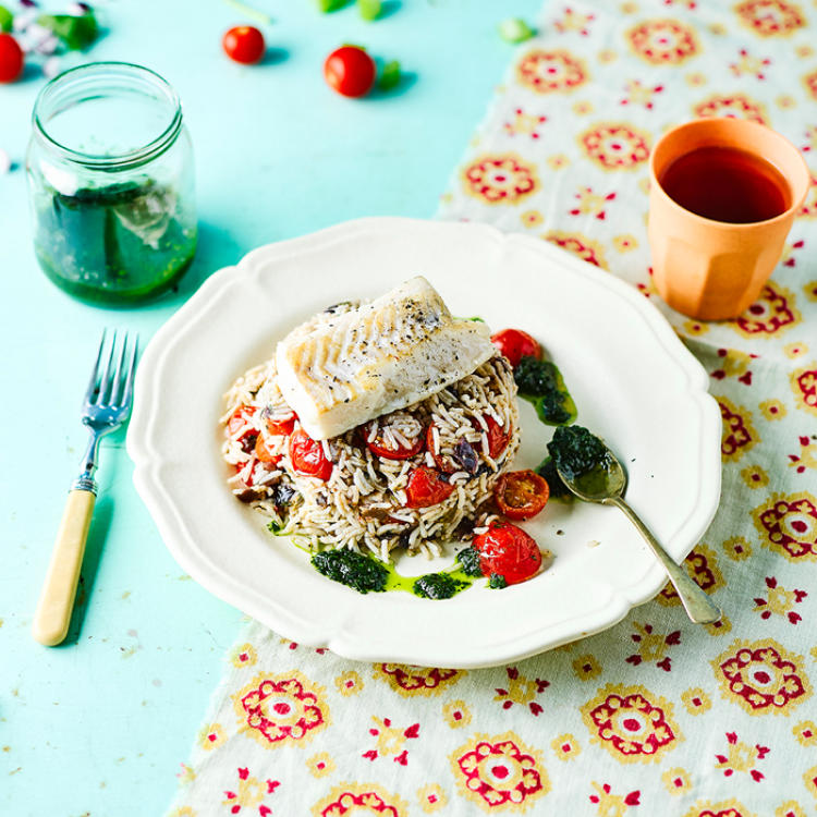 Haddock, Spanish Rice & Coriander Oil Recipe Gousto