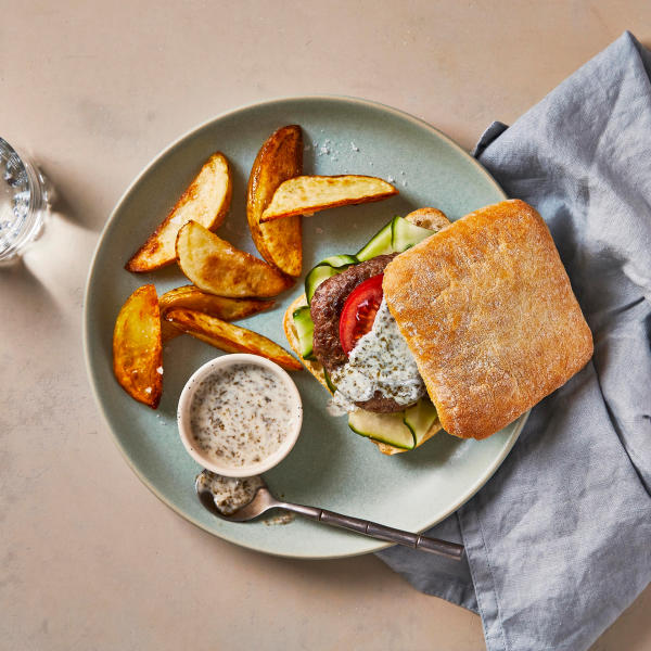 Lamb Burger With Minty Mayo & Chips Recipe Gousto