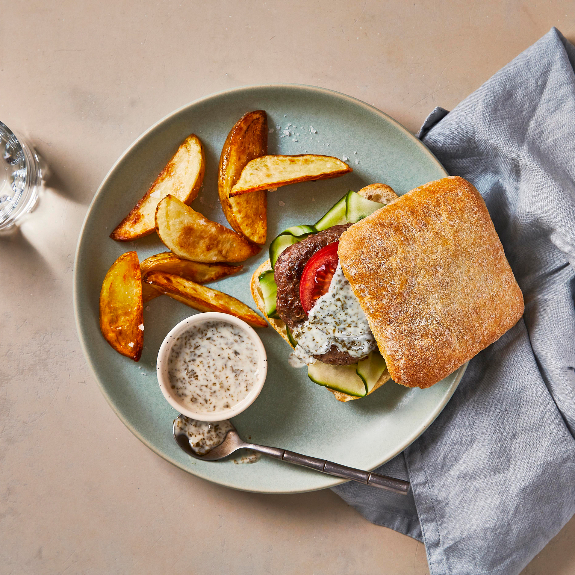Lamb Burger With Minty Mayo & Chips Recipe Gousto
