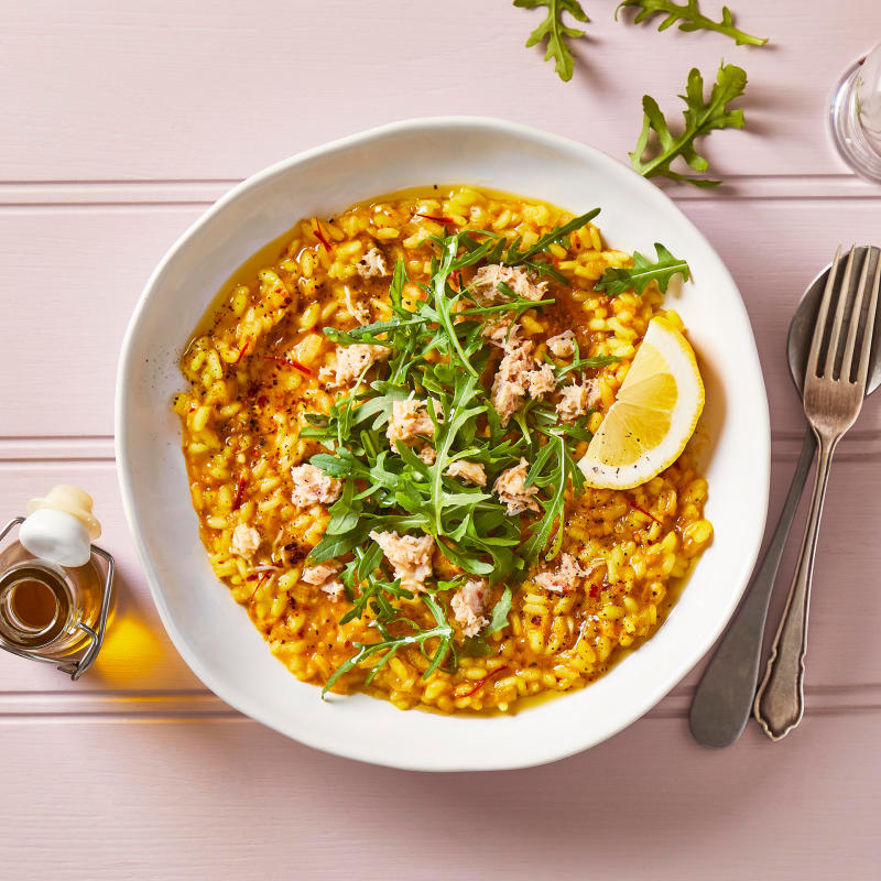 Saffron, Crab & Clotted Cream Risotto Recipe Gousto