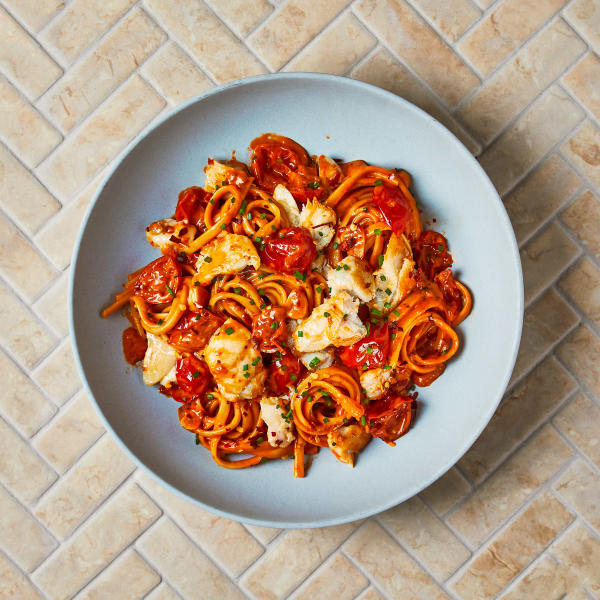 Creamy Haddock Linguine With Tomatoes & Chilli Recipe Gousto