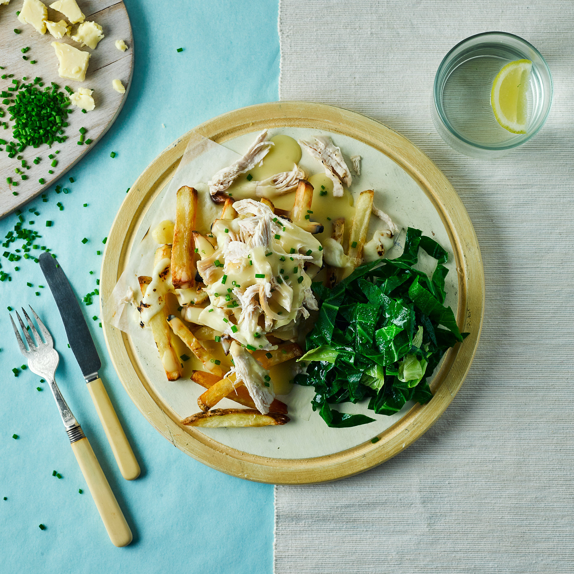 Chicken Poutine & Garlic Butter Greens Recipe Gousto