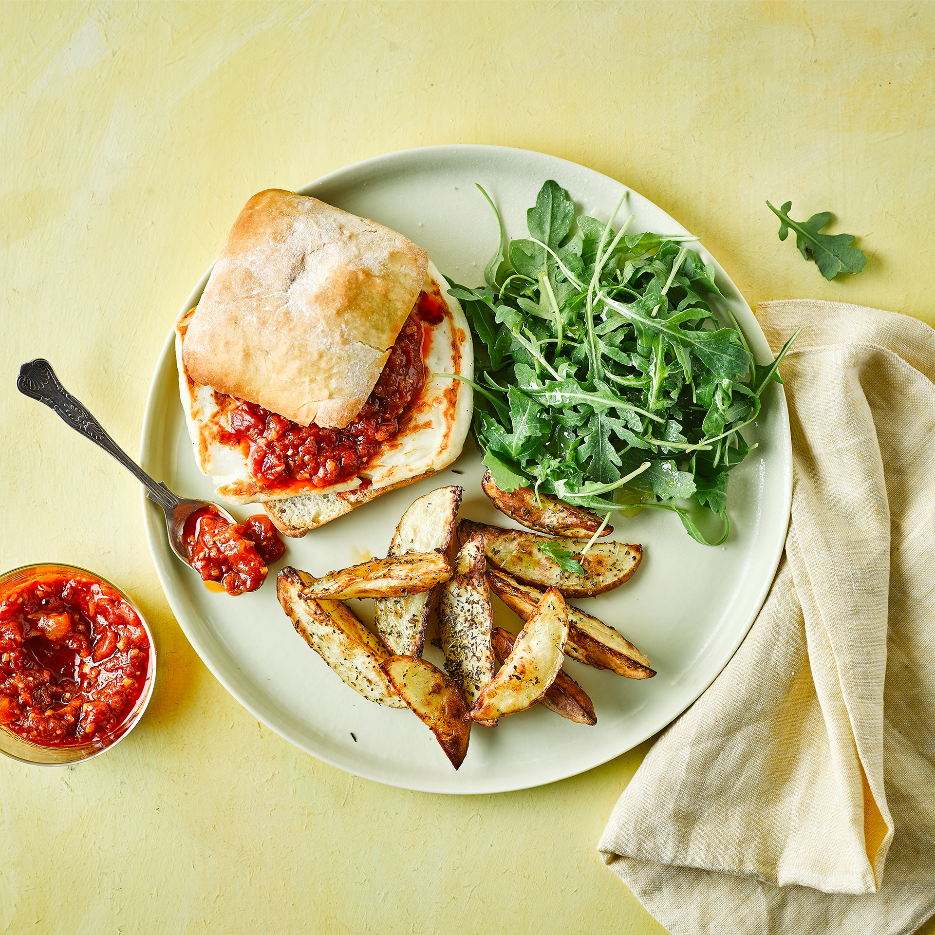 Halloumi Burger & Smoky Tomato Relish Recipe Gousto