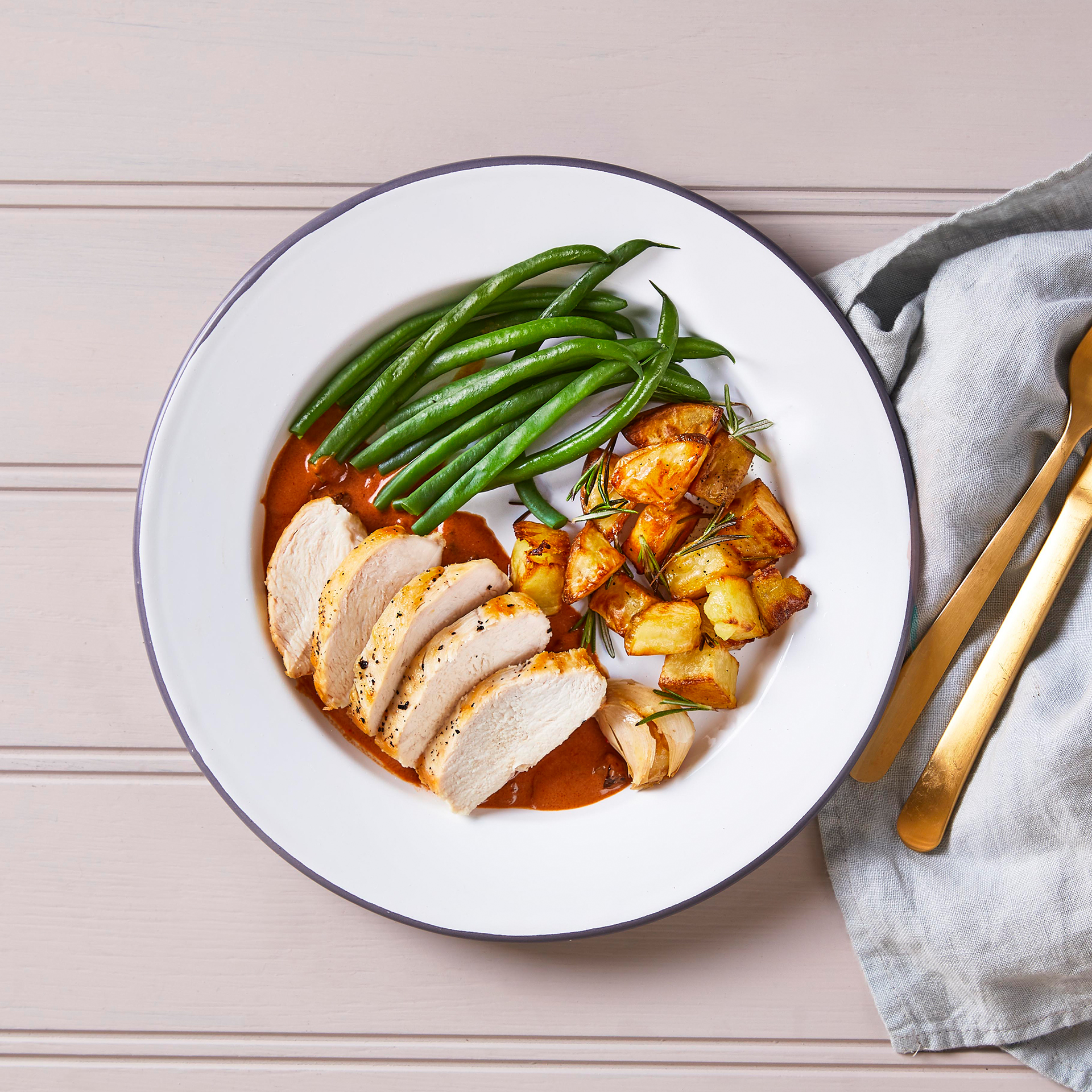 Chicken & SunDried Tomato Sauce, Crispy Potatoes Recipe Gousto