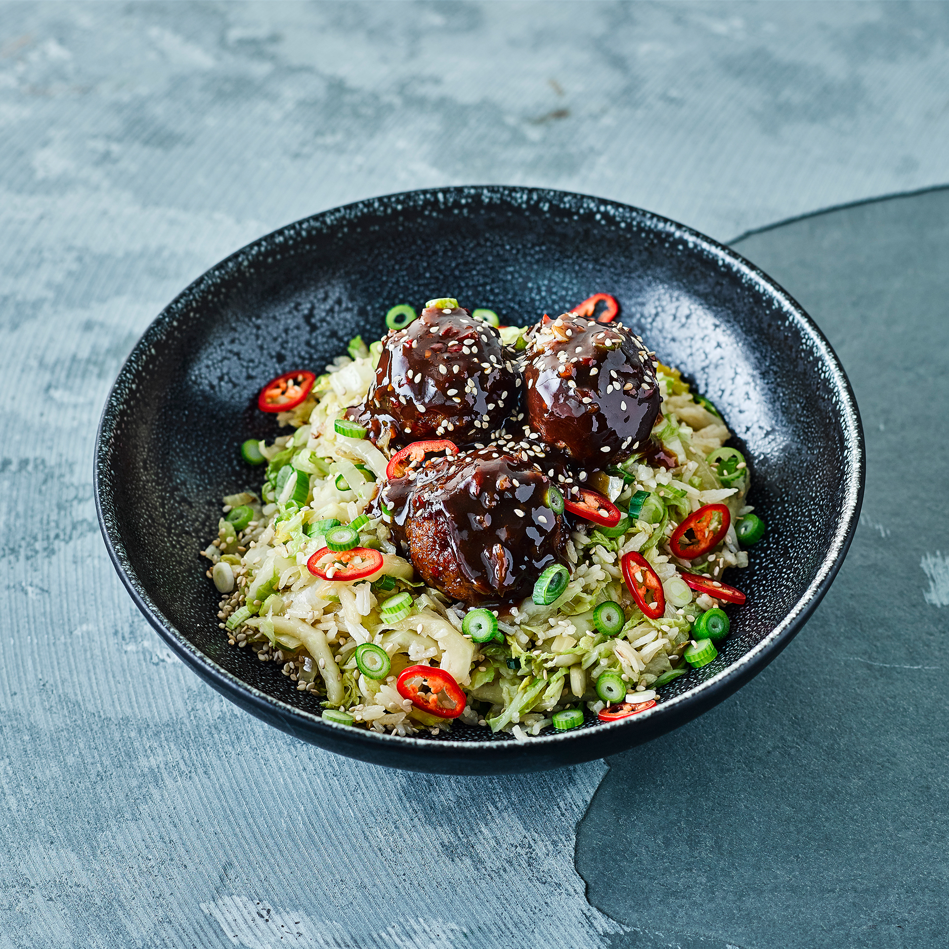 Hoisin Meatballs & Chinese Sesame Rice Recipe Gousto
