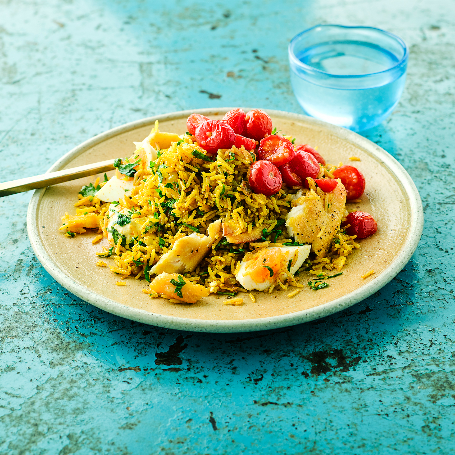 Classic Kedgeree With Roast Cherry Toms Recipe Gousto