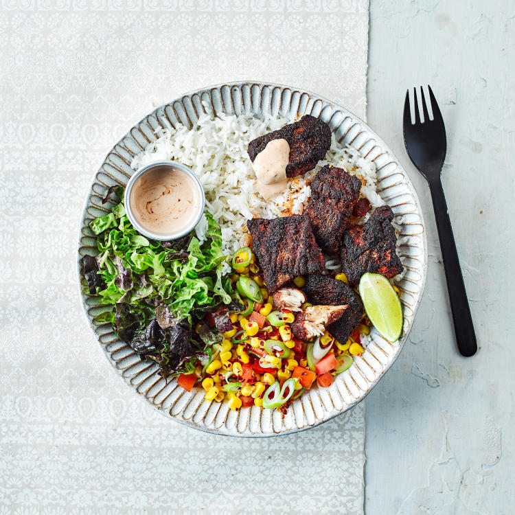 Blackened Haddock & Corn Salsa Bowl Recipe Gousto