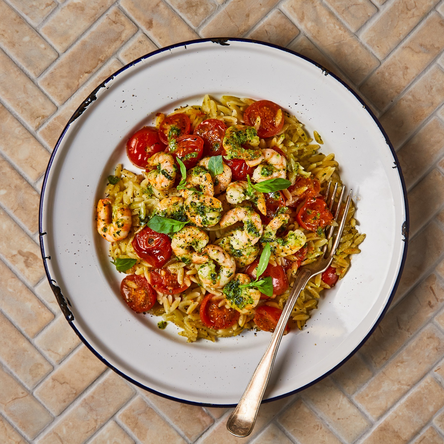 Garlicky Prawns With Green Butter Orzo Recipe Gousto