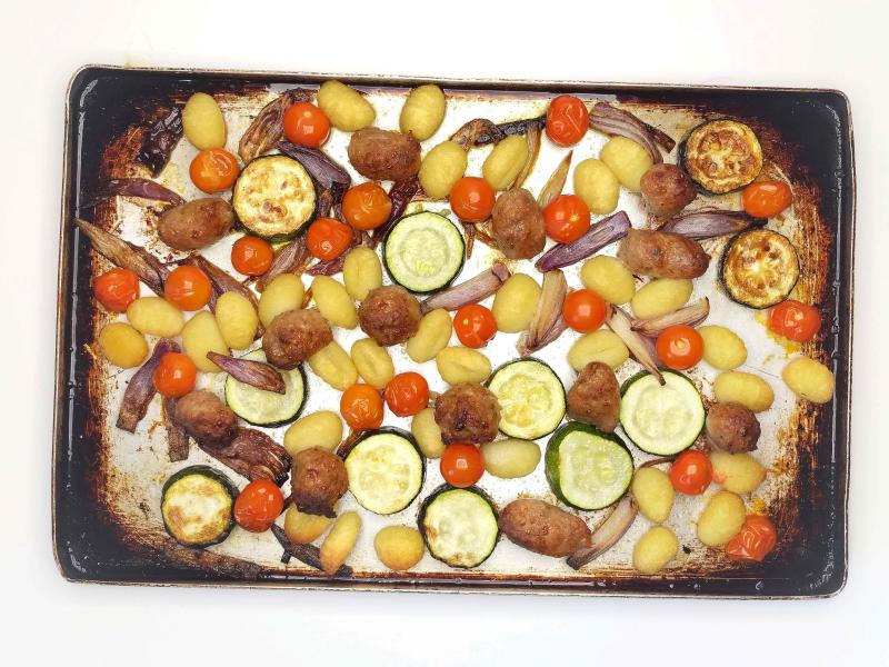 QuickPrep Sausage, Gnocchi & Pesto Tray Bake Recipe Gousto