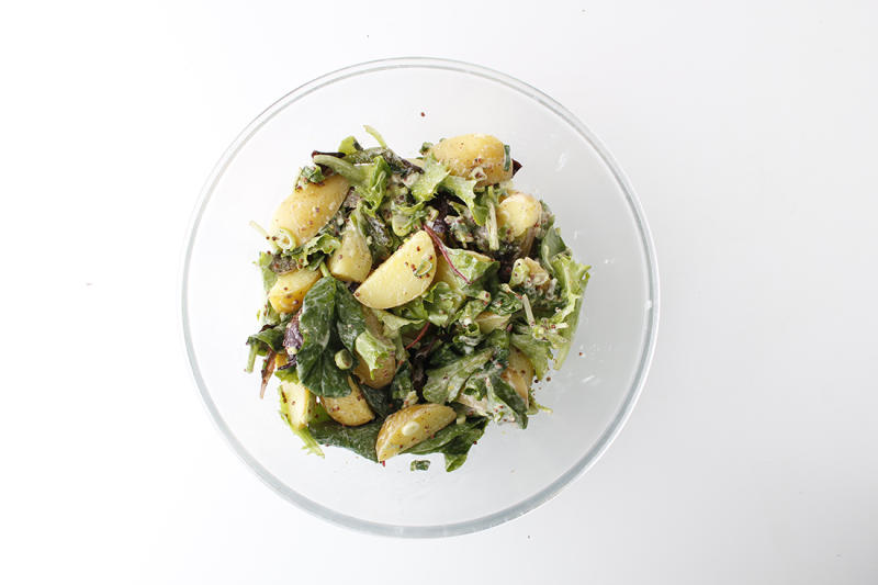 Sausages With Potato Salad & Caramelised Onion Recipe Gousto