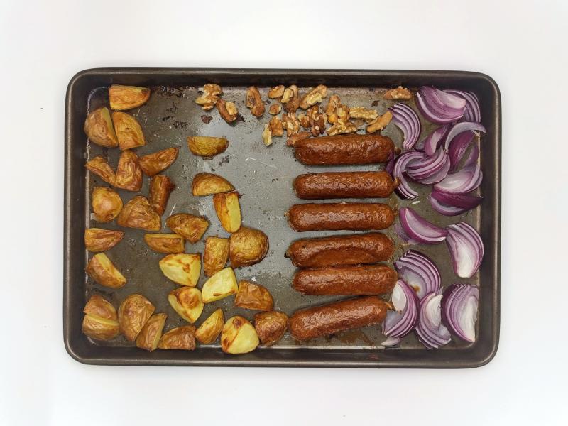 MeatFree Sausages With HoneyMustard Salad Recipe Gousto